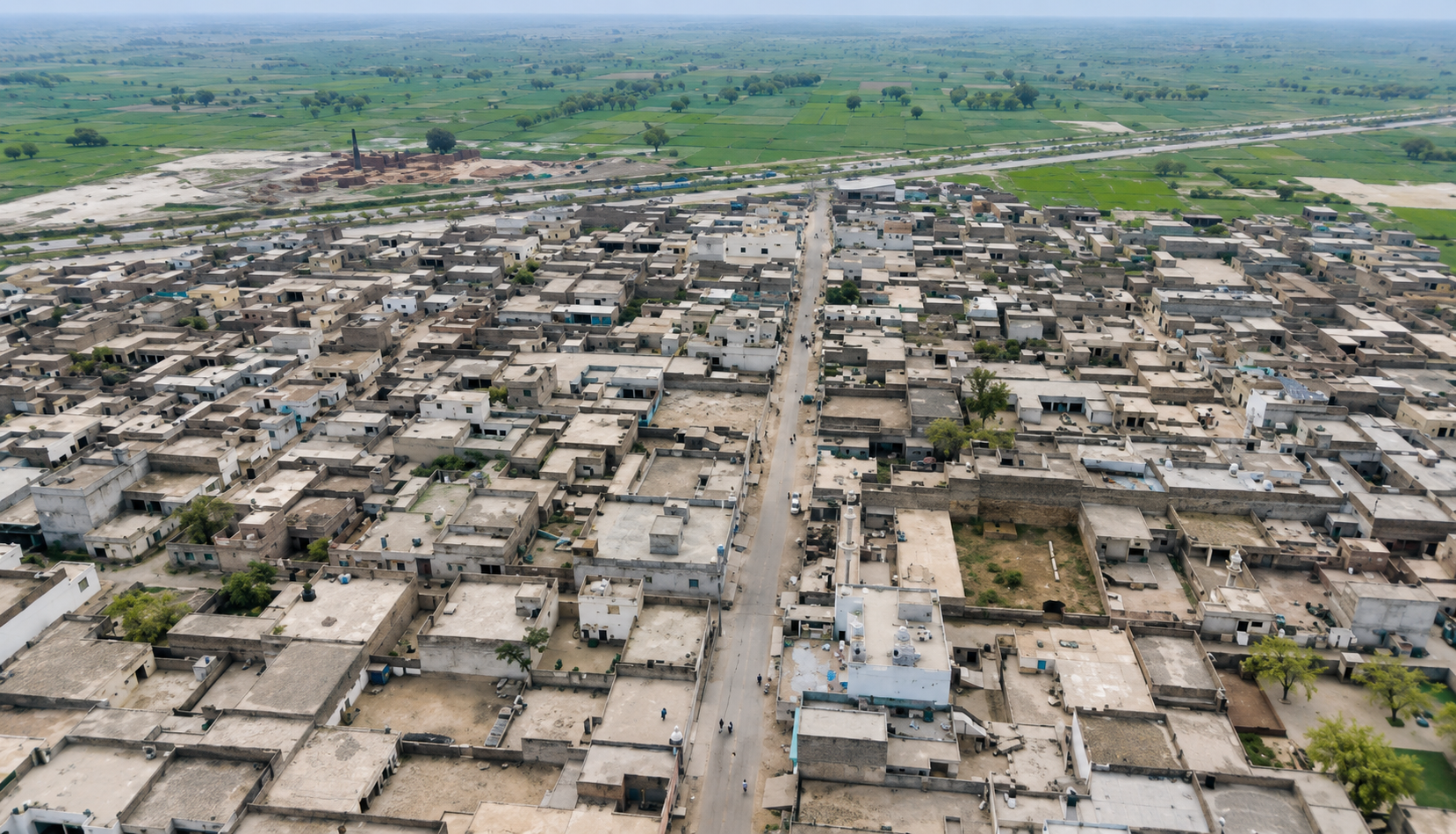 Aerial view of Chak 142/RB Ghartal Khurd
